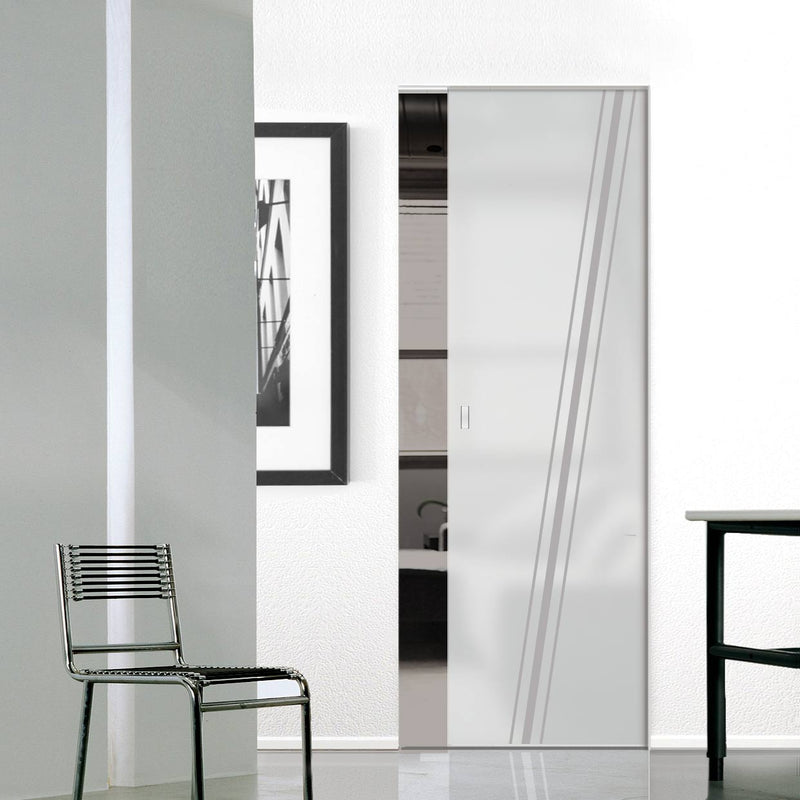Preston 8mm Obscure Glass - Obscure Printed Design - Single Absolute Pocket Door