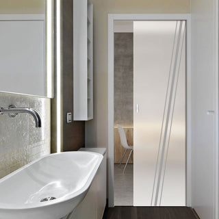 Image: Preston 8mm Obscure Glass - Obscure Printed Design - Single Evokit Glass Pocket Door