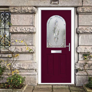 Image: Premium Composite Front Door Set - Snipe 1 Pectolite Glass - Shown in Purple Violet