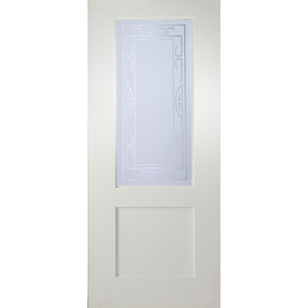 Shaker Internal PVC Door Pair - Granville Sandblasted Glass