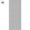 Top Mounted Black Sliding Track & Solid Wood Double Doors - Eco-Urban® Queensland 7 Panel Doors DD6424 - Mist Grey Premium Primed