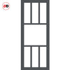 Eco-Urban Queensland 7 Pane Solid Wood Internal Door Pair UK Made DD6424G Clear Glass - Eco-Urban® Stormy Grey Premium Primed