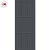 Top Mounted Black Sliding Track & Solid Wood Door - Eco-Urban® Queensland 7 Panel Solid Wood Door DD6424 - Stormy Grey Premium Primed