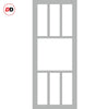 Eco-Urban Queensland 7 Pane Solid Wood Internal Door Pair UK Made DD6424G Clear Glass  - Eco-Urban® Mist Grey Premium Primed