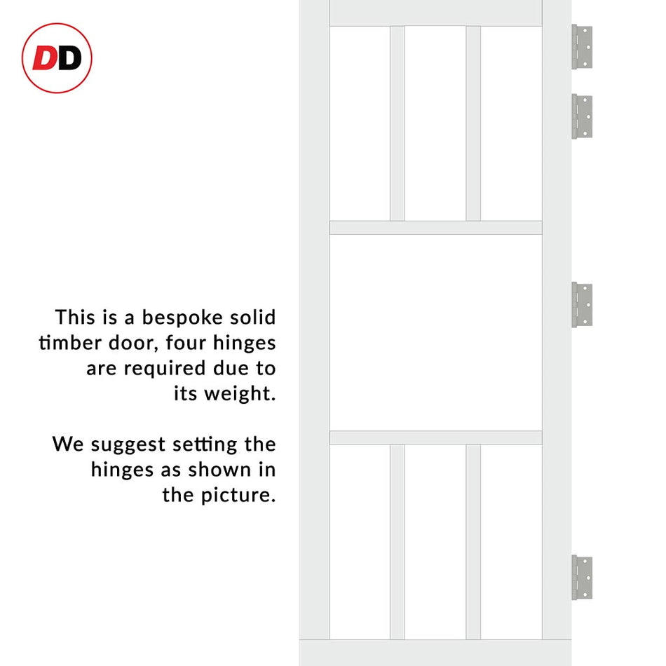 Handmade Eco-Urban Queensland 7 Pane Solid Wood Internal Door UK Made DD6424SG Frosted Glass - Eco-Urban® Cloud White Premium Primed
