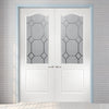 Classic Grained Internal PVC Door Pair - Queen Anne Glass