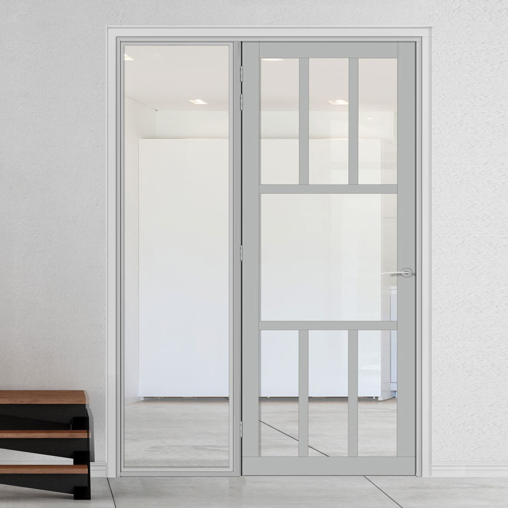 Room Divider - Handmade Eco-Urban® Queensland Door DD6424C - Clear Glass - Premium Primed - Colour & Size Options