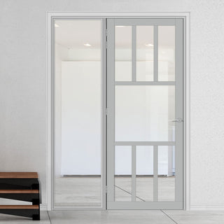 Image: Room Divider - Handmade Eco-Urban® Queensland Door DD6424C - Clear Glass - Premium Primed - Colour & Size Options