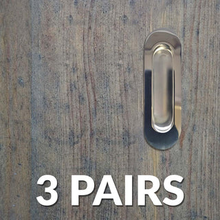 Image: Three Pairs of Burbank 120mm Sliding Door Oval Flush Pulls - Polished Stainless Steel