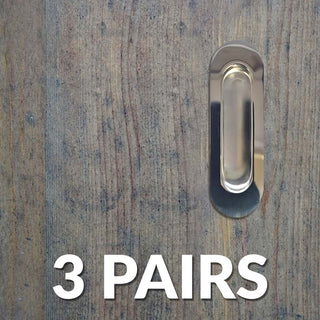 Image: Three Pairs of Burbank 120mm Sliding Door Oval Flush Pulls - Polished Stainless Steel