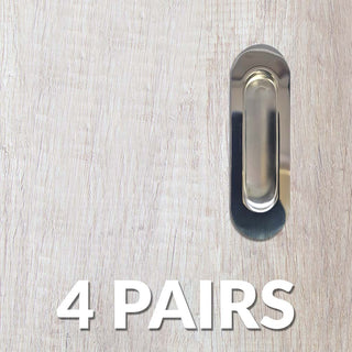 Image: Four Pairs of Burbank 120mm Sliding Door Oval Flush Pulls - Polished Stainless Steel