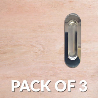Image: Pack of Three Burbank 120mm Sliding Door Oval Flush Pulls - Polished Stainless Steel