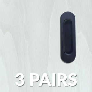 Image: Three Pairs of Burbank 120mm Sliding Door Oval Flush Pulls - Matt Black Finish