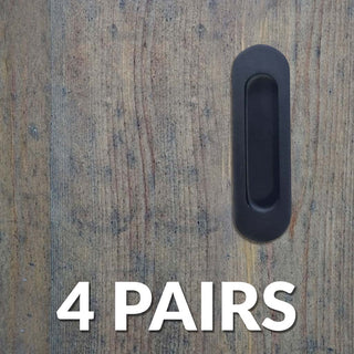 Image: Four Pairs of Burbank 120mm Sliding Door Oval Flush Pulls - Matt Black Finish
