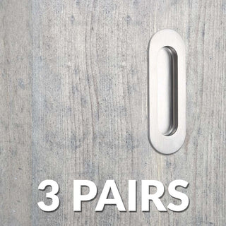 Image: Three Pairs of Burbank 120mm Sliding Door Oval Flush Pulls - Satin Stainless Steel