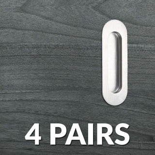 Image: Four Pairs of Burbank 120mm Sliding Door Oval Flush Pulls - Satin Stainless Steel