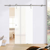 Single Glass Sliding Door - Solaris Tubular Stainless Steel Sliding Track & Ratho 8mm Obscure Glass - Obscure Printed Design