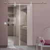 Single Glass Sliding Door - Solaris Tubular Stainless Steel Sliding Track & Ratho 8mm Clear Glass - Obscure Printed Design