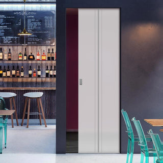 Image: Ratho 8mm Obscure Glass - Obscure Printed Design - Single Absolute Pocket Door