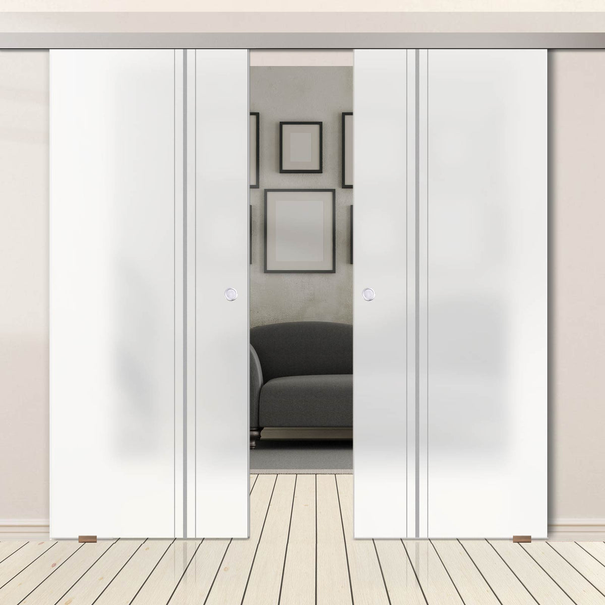 Double Glass Sliding Door - Ratho 8mm Obscure Glass - Obscure Printed Design - Planeo 60 Pro Kit