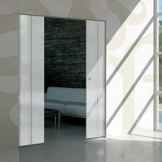 Image: Ratho 8mm Obscure Glass - Obscure Printed Design - Double Absolute Pocket Door