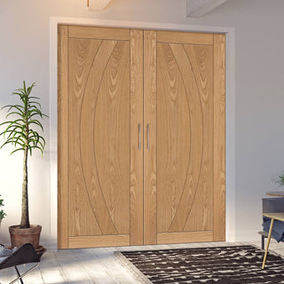 Image: Ravello Oak Internal Door Pair - Prefinished