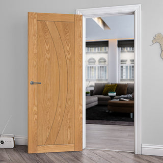 Image: Ravello Oak Flush Fire Internal Door - 1/2 Hour Fire Rated - Prefinished