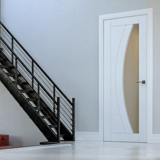 Image: Ravello White Primed Internal Door - Clear Glass