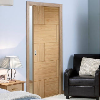 Image: Bespoke Ravenna Oak Flush Single Pocket Door