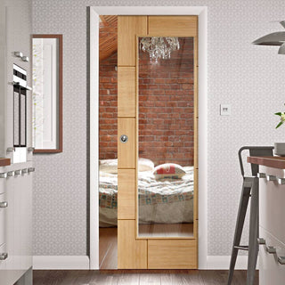 Image: Bespoke Ravenna Oak Glazed Single Pocket Door