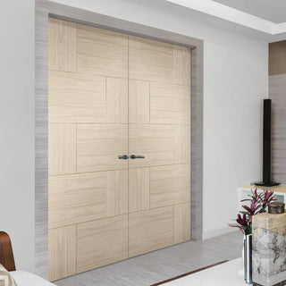 Image: Prefinished Bespoke Ravenna Oak Flush Door Pair - Choose Your Colour