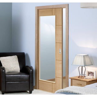 Image: Bespoke Ravenna Oak Glazed Single Pocket Door - Prefinished