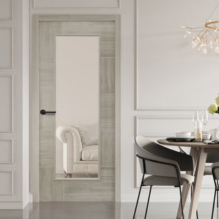 Image: Mode Ravenna Internal Door - White Grey Laminate - Clear Glass - Prefinished