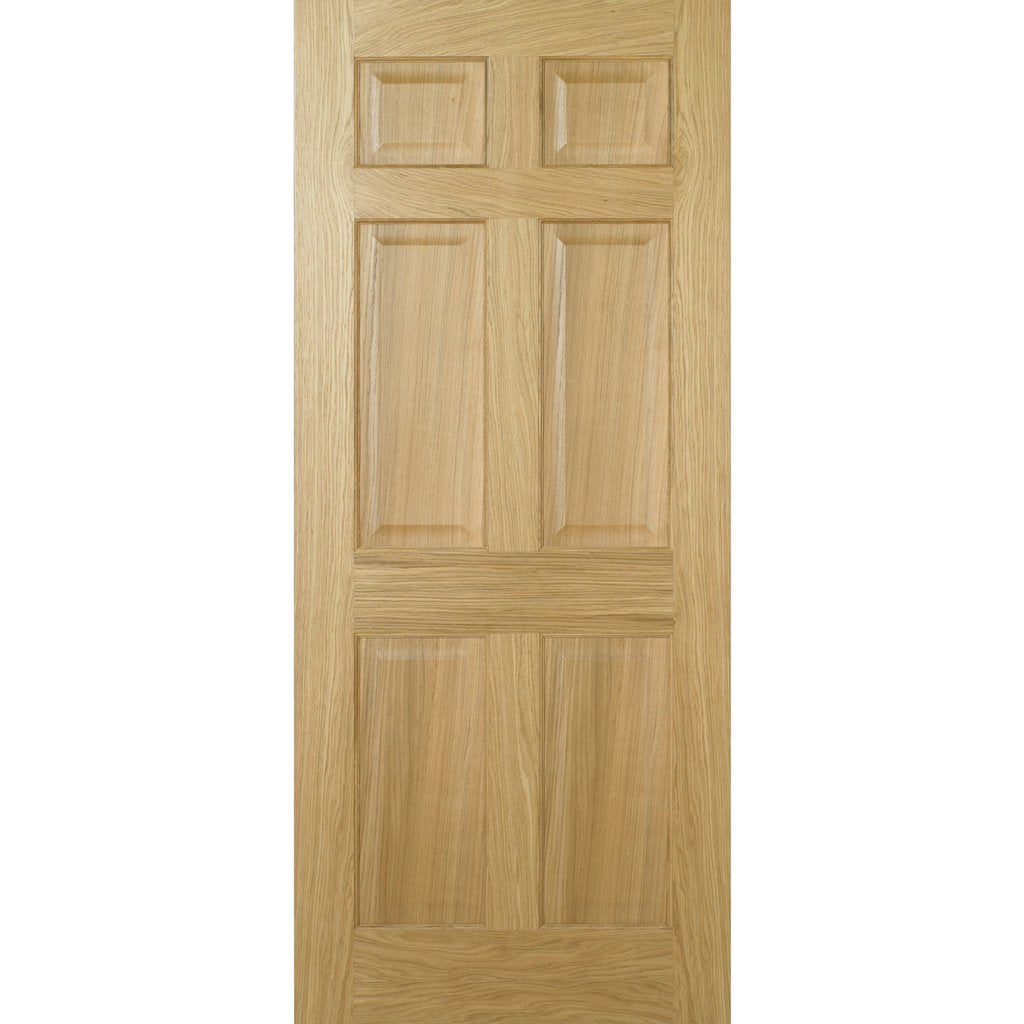 FD30 Fire Door, Regency 6 Panel Oak Door - No Raised Mouldings - 1/2 Hour Fire Rated - Prefinished