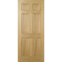 FD30 Fire Door, Regency 6 Panel Oak Door - No Raised Mouldings - 1/2 Hour Fire Rated - Prefinished