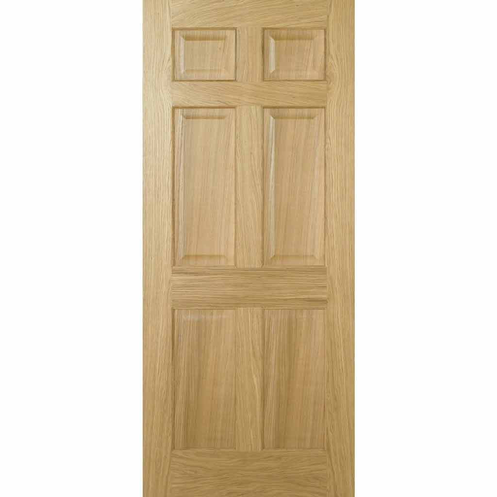 Double Sliding Door & Track - Regency 6 Panel Oak Doors - Prefinished