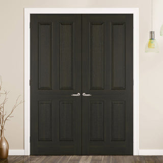 Image: Regency 4 Panel Smoked Oak Internal Door Pair - Prefinished