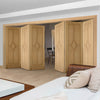 Six Folding Doors & Frame Kit - Reims Diamond 5 Panel Oak 3+3 - Prefinished