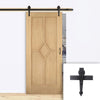 Single Sliding Door & Arrowhead Black Track - Reims Diamond 5 Panel Oak Door - Prefinished