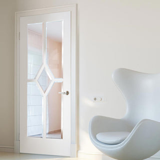 Image: reims diamond white primed door clear safety glass