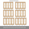 Room Divider - Reims Diamond 5 Panel Oak Clear Bevelled Glass Prefinished Double Doors with Double Sides