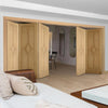 Five Folding Doors & Frame Kit - Reims Diamond 5 Panel Oak 3+2 - Prefinished