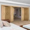 Five Folding Doors & Frame Kit - Reims Diamond 5 Panel Oak 3+2 - Prefinished