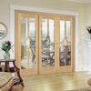 Room Divider - Reims Diamond 5 Panel Oak Clear Bevelled Glass Prefinished Double Doors with Single Side