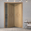 Two Folding Doors & Frame Kit - Reims Diamond 5 Panel Oak 2+0 - Prefinished