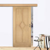 Single Sliding Door & Wall Track - Reims Diamond 5 Panel Oak Door - Prefinished