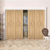 Four Sliding Maximal Wardrobe Doors & Frame Kit - Reims Diamond 5 Panel Oak Door - Prefinished