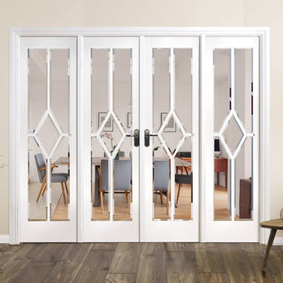 Image: W8 Reims Room Divider Door & Frame Kit - Bevelled Clear Glass - White Primed - 2031x2478mm Wide