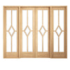 W8 Reims Room Divider Internal Door & Frame Kit - Bevelled Clear Glass - Prefinished Oak - 2031x2478mm Wide