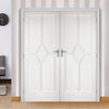 LPD Joinery Reims Diamond 5 Panel Fire Door Pair - 1/2 Hour Fire Rated - White Primed